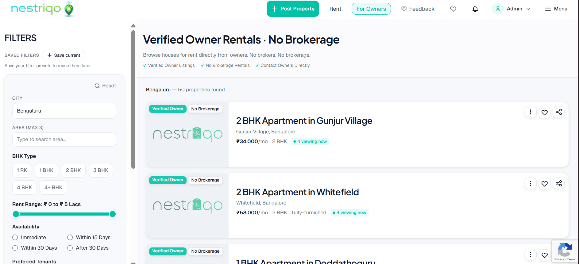 Property listing page