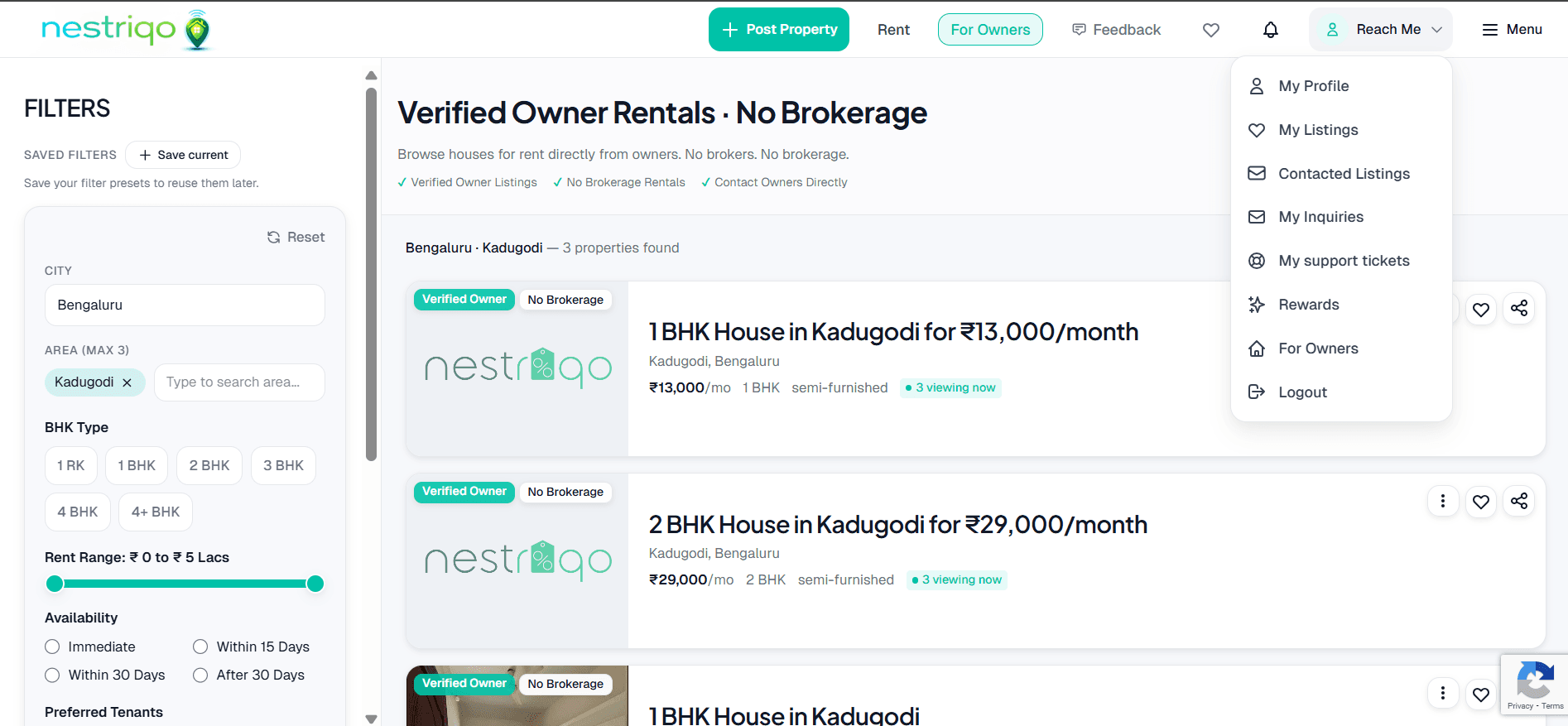 Tenant dashboard